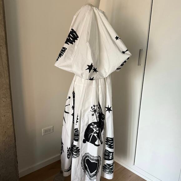 Alexander McQueen Papercut Print Puff Sleeve Poplin Dress SZ 0 - Picture 7 of 8